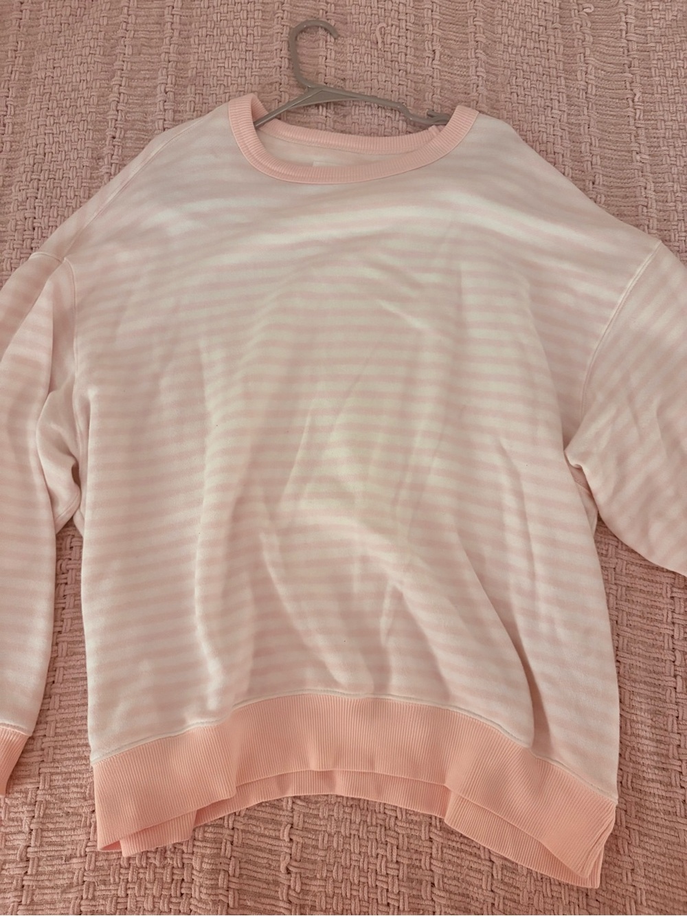 aerie Light Pink and White Striped Sweatshirt